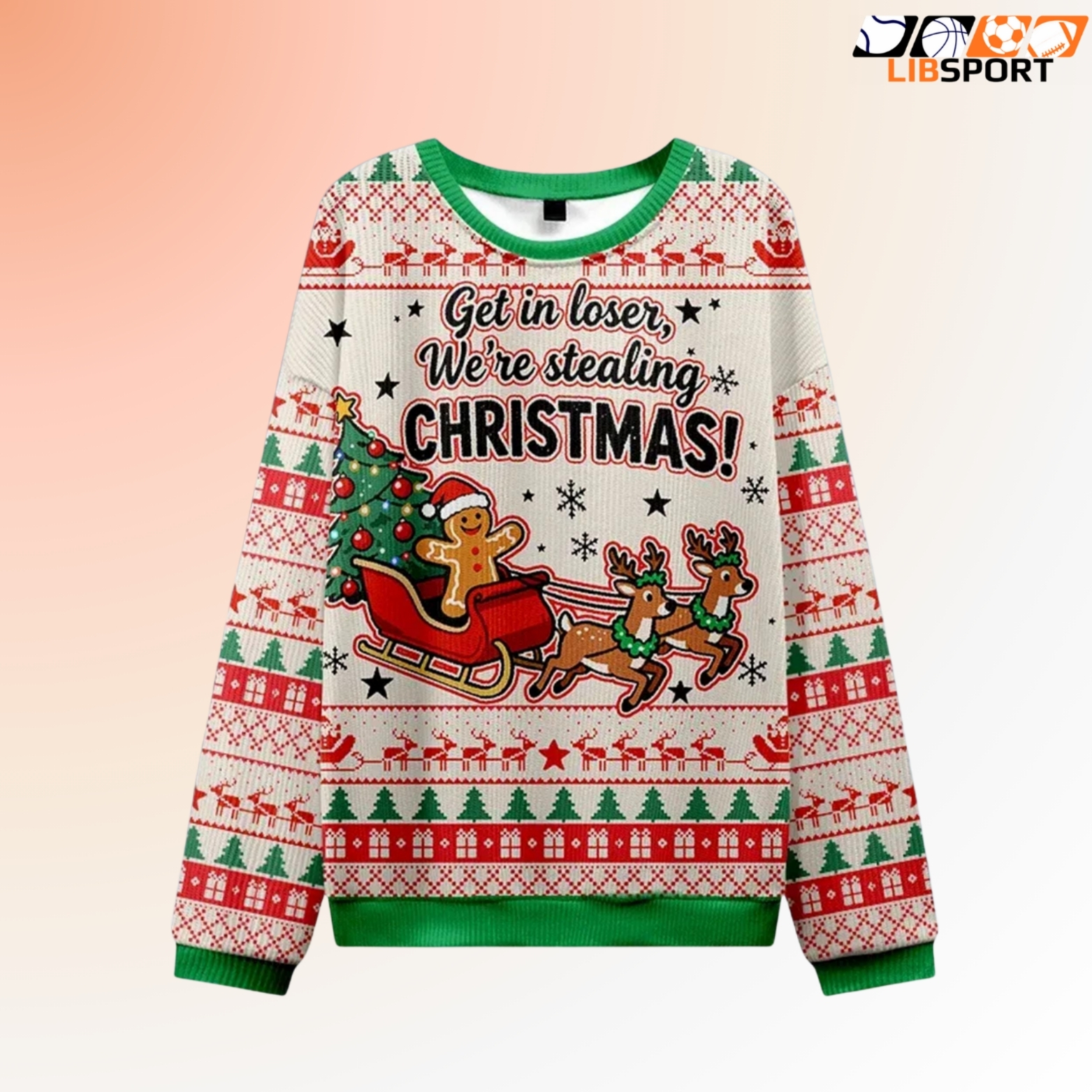 Get In Loser Were Stealing Christmas Shirt, Funny Holiday Retro Xmas Sled Tee, Christmas Party Shirt